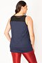 Women's Large Size Navy Blue Back Tulle Sports Blouse 65n31513 - 4