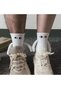 Pack of 2 White Magnet Hand Holding Socks Dating Fashion Sports Socks - 4