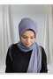 Silvery Dark Gray Stone Ready Turban Ready-Made Shawl Ready-Made Veil - 3