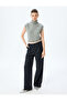 Frayed Detailed Turtleneck Rhinestone Hair Knit Sweater