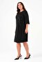 Sequin Flower Detail Dress on the Waist - Black - 4