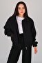 Black Padded Women's Bomber Jacket - Short - 3