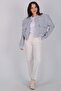 Women's Gray Padded Short Bomber Jacket - 2