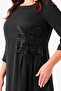 Sequin Flower Detail Dress on the Waist - Black - 8