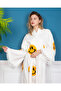 Muslin Kimono 100% Cotton Smiling Emoji Patterned Bathrobe Caftan Dressing Gown - 6