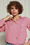 Dusty Rose Viscose Shirt with Pockets New Season Basic Shirt - 5