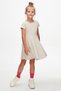 Stone Colored Basic Girls' Short Sleeve Dress