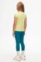 Light Yellow Basic Girl's Crew Neck Watermelon Sleeve T-Shirt - 4