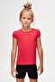 Dark Fuchsia Basic Girl's Crew Neck Watermelon Sleeve T-Shirt - 2