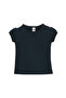 Dark Navy Blue Basic Baby Girl Snap Zero Neck Watermelon Sleeve T-Shirt