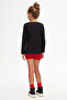 Black Basic Unisex Children's Seasonal Crew Neck Long Sleeve T-Shirt - 2