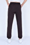Women's Brown Plus Size Jogger Cotton Lined Winter Sweatpants with Elastic Waist and Cuffs in Diver Fabric - 4