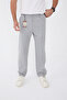 Men's Winter Lycra Baggy Fit Waist Half Elastic Comfortable Gray Fabric Trousers