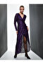 Long Evening Dress Double Breasted Sequin Sequin Embroidered Long Sleeve V-Neck Asymmetrical Cut - 3