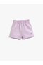 Basic Shorts with Elastic Waist and Embroidery Detail Cotton