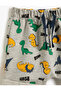 Dinosaur Printed Shorts with Tie Waist and Turned-Up Legs - 3