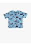 Car Printed T-Shirt Short Sleeve Crew Neck Cotton - 2
