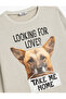 Oversize Sweatshirt Long Sleeve Crew Neck Dog Print Detailed Embossed - 3