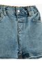 Denim Shorts with Pockets Elastic Waist Cotton - 3