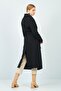 Black Belted Lined Long Coat - 5