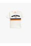 Printed Short Sleeve T-Shirt Applique Detailed Crew Neck