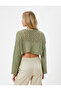 Long Sleeve T-Shirt Crop Openwork Relaxed Cut Crew Neck - 4