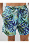 Swimsuit Shorts Leaf Printed Waist With Pockets - 7