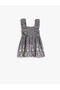 Dress Straps Ruffled Elastic Floral Embroidered Cotton