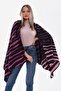 15100 Wool Zebra Patterned Fuchsia Thick Shawl Scarf - 2