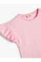 Basic T-Shirt Crew Neck Ruffle Sleeve Cotton - 3