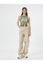 Crop Sleeveless T-Shirt Printed Asymmetric Cut Front Crew Neck Cotton - 2
