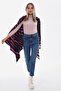 15100 Wool Zebra Patterned Fuchsia Thick Shawl Scarf - 4