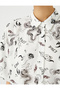 Short Sleeve Shirt Crop Viscose Printed Classic Collar Relaxed Cut - 5