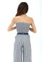 Indigo Linen Bustier - Striped with Bow Detail - 4