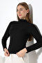 Lago Women's Ultra Soft Touch Inward Curved Half Fisherman Long Sleeve Blouse & Top & Sweater - Black - 6