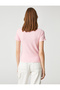 Crew Neck T-Shirt Sleeves with Ruffle Detail - 4