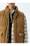 Stand Collar Slim Fit Puffer Vest with Covered Pocket Detail - 5
