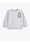 Sweatshirt with Dog Print, Crew Neck, Long Sleeves, Embossed