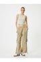 Cargo Pants Straight Leg Belt Detailed Elastic Waist Cotton - 2