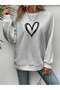Big Heart Printed Unisex Oversize Crew Neck Sweatshirt - 4
