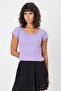 U Neck Slim Fit Crop T-Shirt (B24-0096)