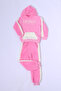 Girl's Plush Tracksuit Set - Embroidered Hooded D48