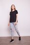 Lycra-free Cotton Wide Crew Neck Drop Shoulder Sleeves Lace-up T-shirt - black