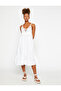Crochet Detailed Midi Dress Strap Flounced