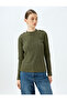 Slim Fit Metallic Thread Detailed Epaulettes Long Sleeve Lightweight Stand Collar Knitwear Sweater - 3