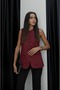 Women's V-Neck Buttoned New Season Suede Vest - 4