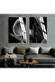 Hari̇kabi̇rev | Black-White Leaf Flower Combination 01 | Framed Glass Table 2 Pieces Vertical