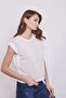 Lycra-Free Cotton Wide Crew Neck Low Shoulder T-shirt-cream - 6