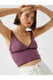 Knitted Crop Top with Straps V-Neck - 2