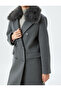 Detachable Faux Fur Collar Detailed Long Stamp Coat - 5